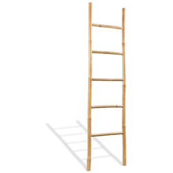 Helloshop26 - Scaletta porta asciugamani 5 pioli bagno in bambù 150 cm