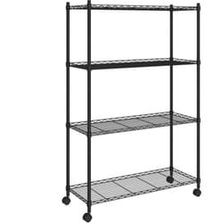 Scaffale portaoggetti per carichi pesanti robusto officina garage attrezzi 4 livelli e ruote 90 x 35 x 137 cm nero 200 kg