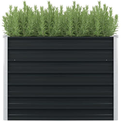 Helloshop26 - Fioriera rialzata antracite 100 x 100 x 77 cm giardino piante fiori acciaio zincato