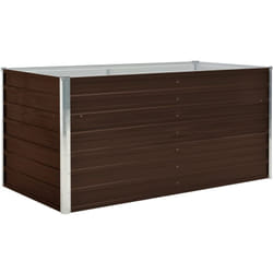 Helloshop26 - Fioriera rialzata 160 x 80 x 77 cm in acciaio zincato marrone