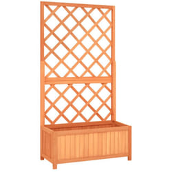 Helloshop26 - Fioriera da giardino a traliccio marrone 70 x 30 x 135 cm in legno di abete