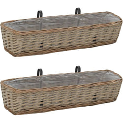 Helloshop26 - Set di 2 fioriere da balcone in vimini con rivestimento in pe 80 cm marrone