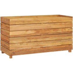 Helloshop26 - Fioriera rialzata 100 x 40 x 55 cm in legno di teak riciclato e acciaio