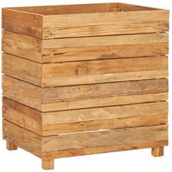 Fioriera rialzata per piante fiori da giardino 50 x 40 x 55 cm in legno di teak riciclato e acciaio
