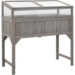 Helloshop26 - Fioriera aiuola rialzata piante fiori giardino con serra 110 x 54 x 120 cm in legno massello di abete
