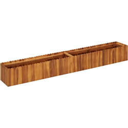 Helloshop26 - Fioriera aiuola rialzata piante fiori da giardino 200 x 30 x 25 cm in legno massello di acacia