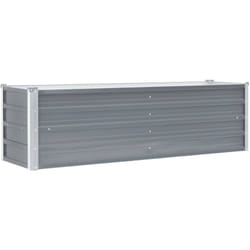 Helloshop26 - Fioriera rialzata per piante fiori da giardino in acciaio zincato 160 x 40 x 45 cm grigio