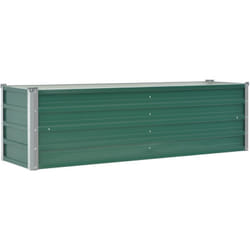 Helloshop26 - Fioriera rialzata per piante fiori da giardino in acciaio zincato 160 x 40 x 45 cm verde