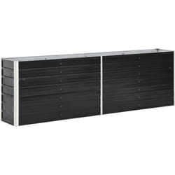 Helloshop26 - Fioriera rialzata per piante fiori da giardino in acciaio zincato 240 cm antracite