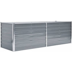 Helloshop26 - Fioriera rialzata per piante fiori da giardino in acciaio zincato 240 x 80 x 77 cm grigio