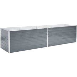 Helloshop26 - Fioriera rialzata per piante fiori da giardino in acciaio zincato 320 x 80 x 77 cm grigio