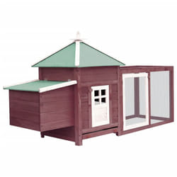 Pollaio con nido 193 x 68 x 104 cm in legno massello di abete moka