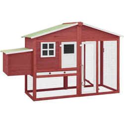 Pollaio con nido 191 x 67 x 117 cm in legno massello di abete rosso e bianco