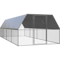 Pollaio da esterno 3 x 8 x 2 m, tetto in acciaio zincato resistente all'acqua