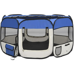Helloshop26 - Parco per cani pieghevole con borsa per il trasporto 125 x 125 x 61 cm blu