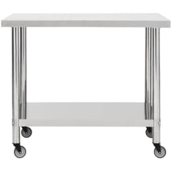Helloshop26 - Tavolo da lavoro da cucina con ruote piano di lavoro gourmet spazio commerciale ristorante 100 x 45 x 85 cm in acciaio inox
