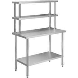 Tavolo da lavoro da cucina con ripiano 120 x 60 x 150 cm in acciaio inox