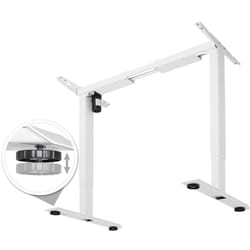 Helloshop26 - Scrivania sit-stand con mobile in acciaio (base) 1 funzione bianco