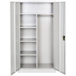 Spogliatoio in metallo a 5 livelli da 90 cm con armadio grigio integrato