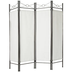 Helloshop26 - Paravento divisorio in tela bianca 4 pannelli 180 x 160 cm decorazione