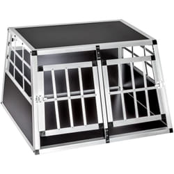 Helloshop26 - Gabbia box mobile per trasporto cani in alluminio 89 cm doppia