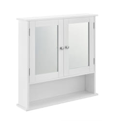 Helloshop26 - Mobile da bagno vintage con specchio mobile da bagno con anta 3 piani portaoggetti in mdf laccato bianco da 58 cm