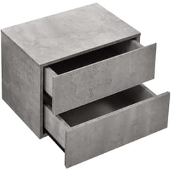 Pensile comodino con 2 cassetti effetto cemento grigio