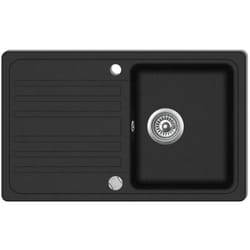 Lavello da cucina in granito nero, scolapiatti reversibile, lavabo a mano