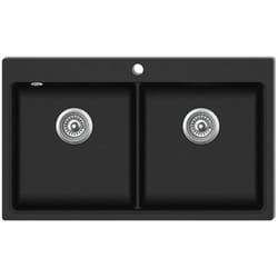 Lavello da cucina ad incasso con 2 vasche 86 x 51 cm in granito nero
