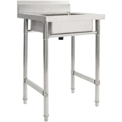 Lavello da cucina professionale lavabo singolo 60 x 60 cm in acciaio inox