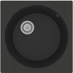 Lavello cucina con foro troppo pieno 48 x 48 cm in granito nero