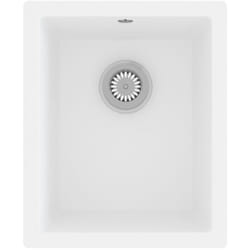 Helloshop26 - Lavello cucina con foro troppopieno 38 x 46 cm in granito bianco