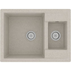 Lavello cucina due vasche foro troppo pieno 58 x 44 cm granito beige