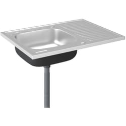 Helloshop26 - Set lavello e scolapiatti argento 80 x 60 cm in acciaio inox