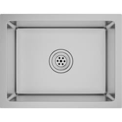 Lavello da cucina fatto a mano 44 x 34 cm in acciaio inossidabile argento