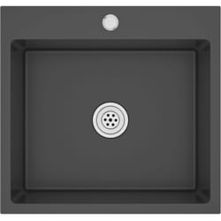 Lavello da cucina fatto a mano 53 x 50 cm in acciaio inox nero