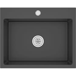 Lavello da cucina fatto a mano 55 x 44 cm in acciaio inossidabile nero