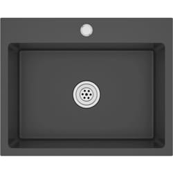Lavello da cucina fatto a mano 59 x 44 cm in acciaio inossidabile nero