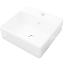 Helloshop26 - Lussuoso lavabo da bagno quadrato con troppopieno 41 x 41 cm in ceramica bianca