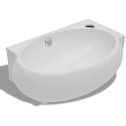 Helloshop26 - Lavabo bagno in ceramica 41 x 28 cm con foro troppopieno bianco