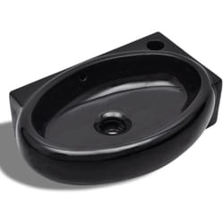 Lavabo con foro troppo pieno/rubinetto da bagno in ceramica nero