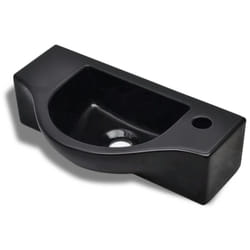 Helloshop26 - Lavabo lavabo con foro rubinetto in ceramica per bagno cm 45 nero0 20002506
