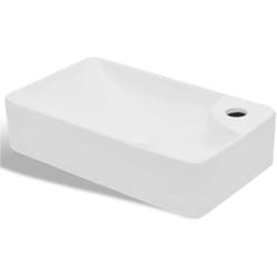 Lavabo con foro rubinetto per lavabo bagno 44 x 25 cm in ceramica bianca