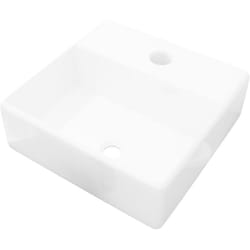 Helloshop26 - Lavabo quadrato con lavabo in ceramica bianca foro rubinetto lavabo wc 38 x 30 cm ceramica bianca