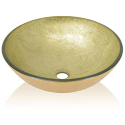 Helloshop26 - Lavabo da bagno basco diametro 42 cm in vetro temperato oro