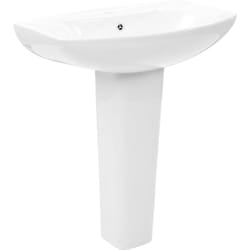 Lavabo freestanding con base in ceramica bianca 65x52 cm