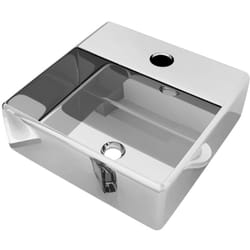 Helloshop26 - Lavabo con foro per rubinetto lavabo da appoggio bagno interno doccia box wc casa 38 x 30 cm ceramica argento