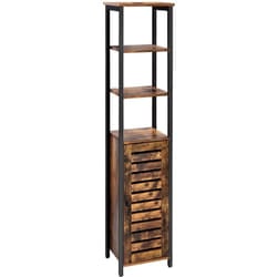 Colonna contenitore mobile alto per bagno soggiorno 37 x 30 x 167 cm stile industriale nero e marrone
