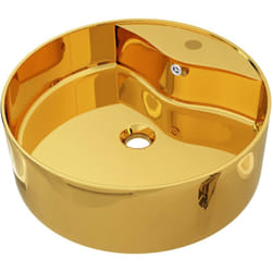 Helloshop26 - Lavabo con troppopieno lavabo da appoggio lavabo montato bagno interno doccia cabina wc casa 46,5 x 15,5 cm ceramica oro