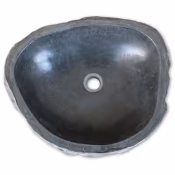 Questo lavabo di forma ovale, realizzato in pietra naturale di fiume, aggiungerà un tocco di eleganza a qualsiasi bagno o toi ...